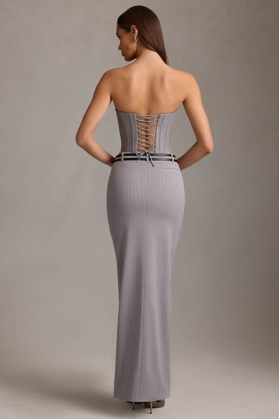 pinstripe low rise maxi -hame harmaana