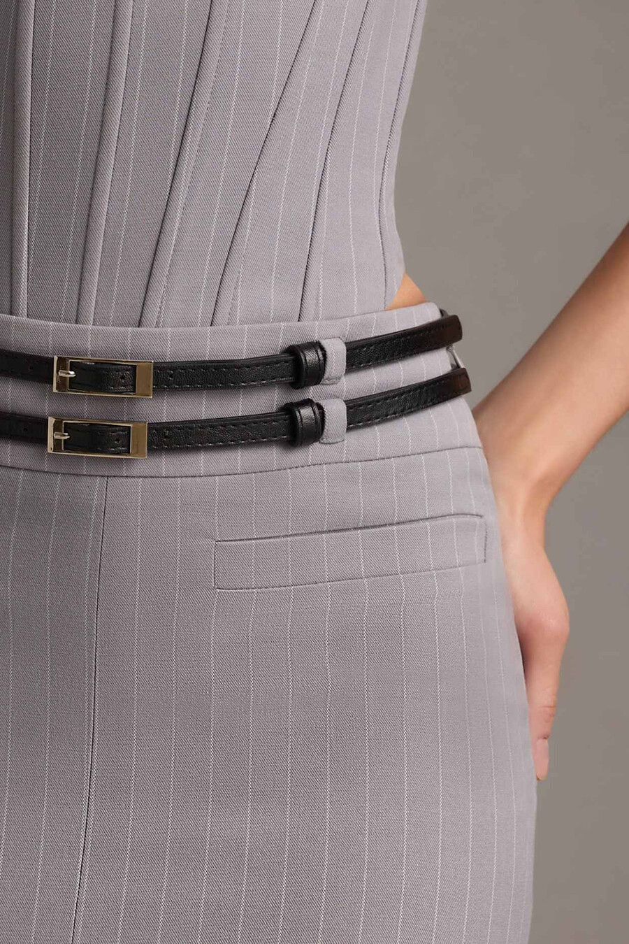 pinstripe low rise maxi -hame harmaana