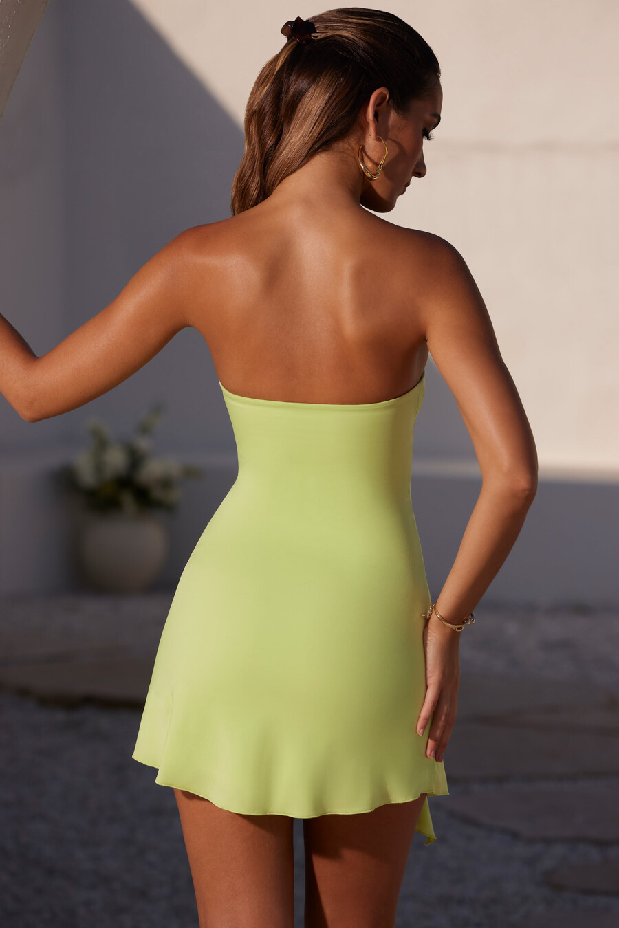 bandeau ruched split -minimekko limenvihreänä