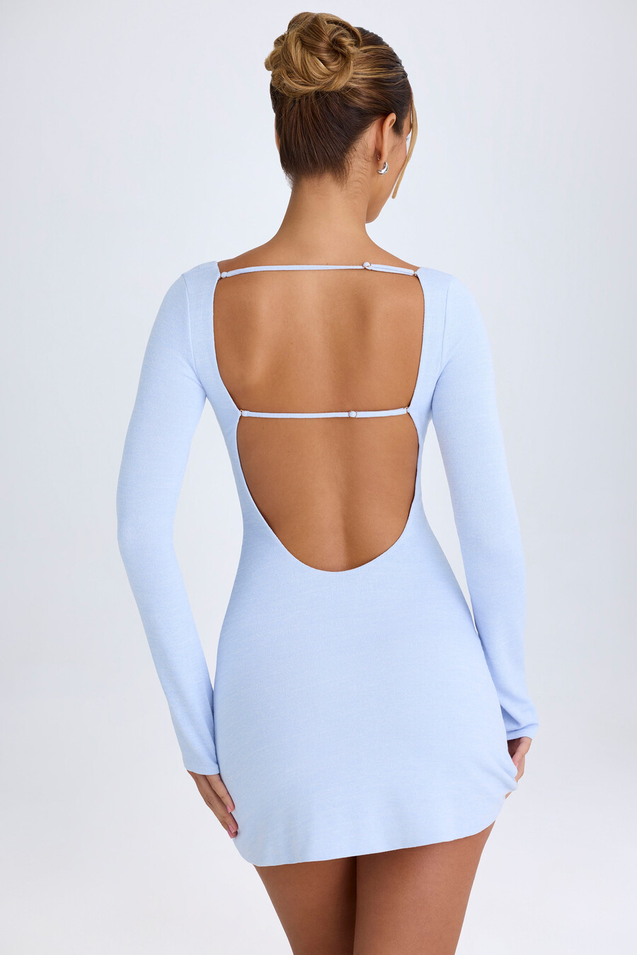 leikattava pitkähihainen minimekko väri periwinkle blue