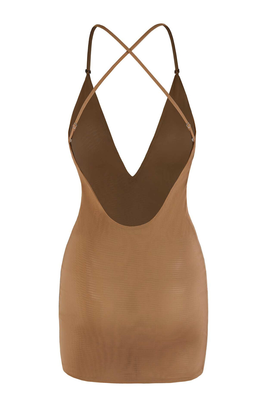 intimates pehmeä verkkokankainen monikäyttöinen minimekko mantelinvärisenä