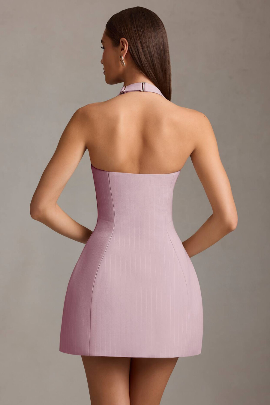 pinstripe halterneck -rakenteinen a-linjainen minimekko väri malva