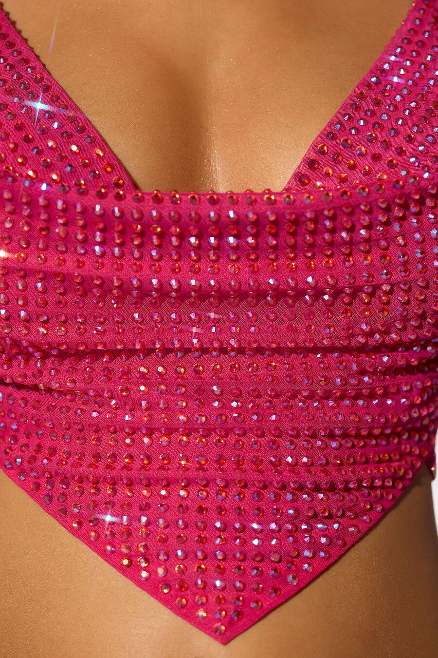 koristeltu cowl neck -kauluksella varustettu avoin crop-toppi pinkki