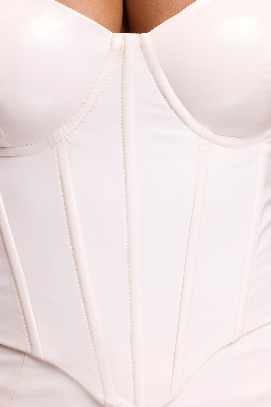 vinyylillä tuettu korsetti crop top valkoinen