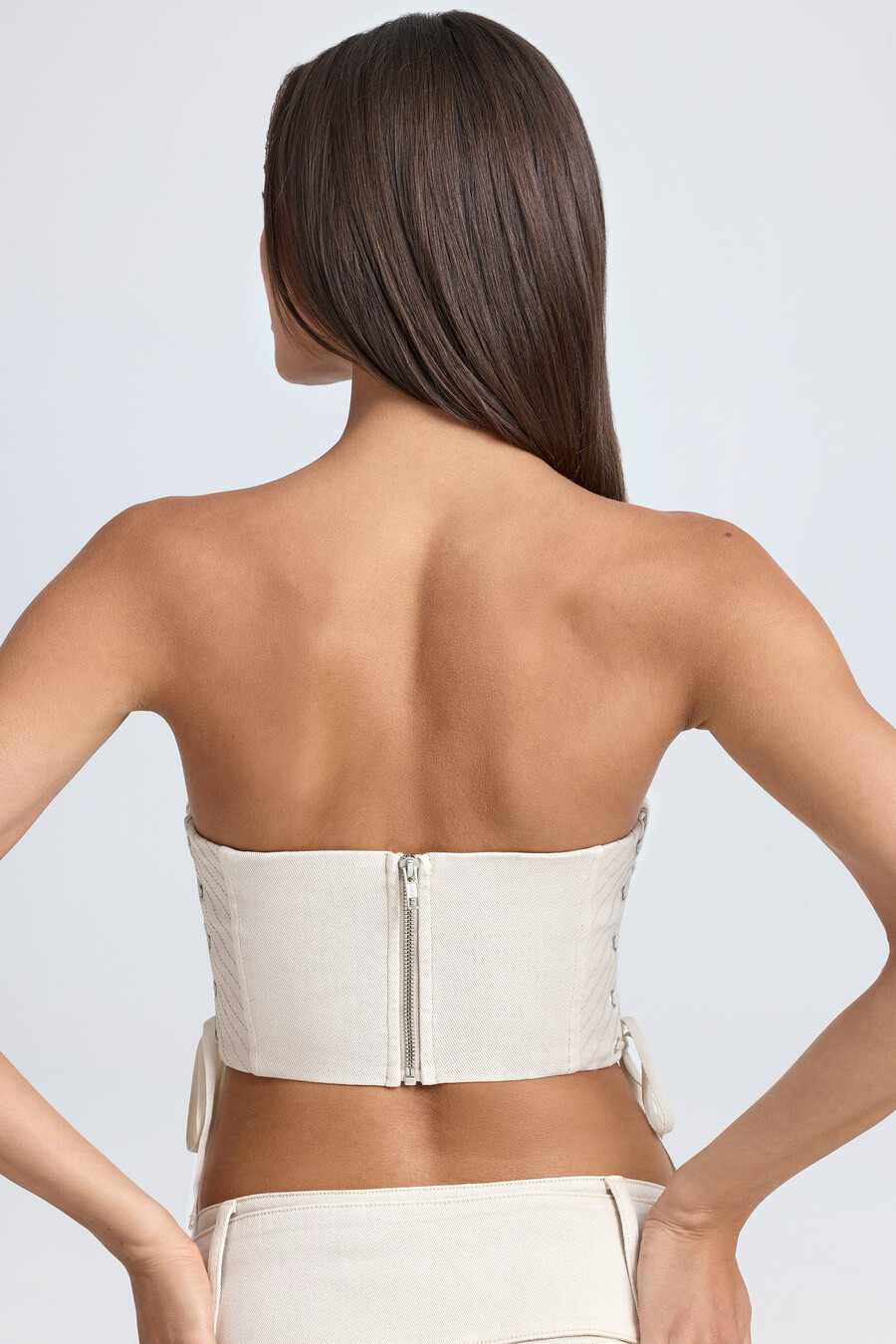 bandeau-nauhakorsettitoppi väri ecru