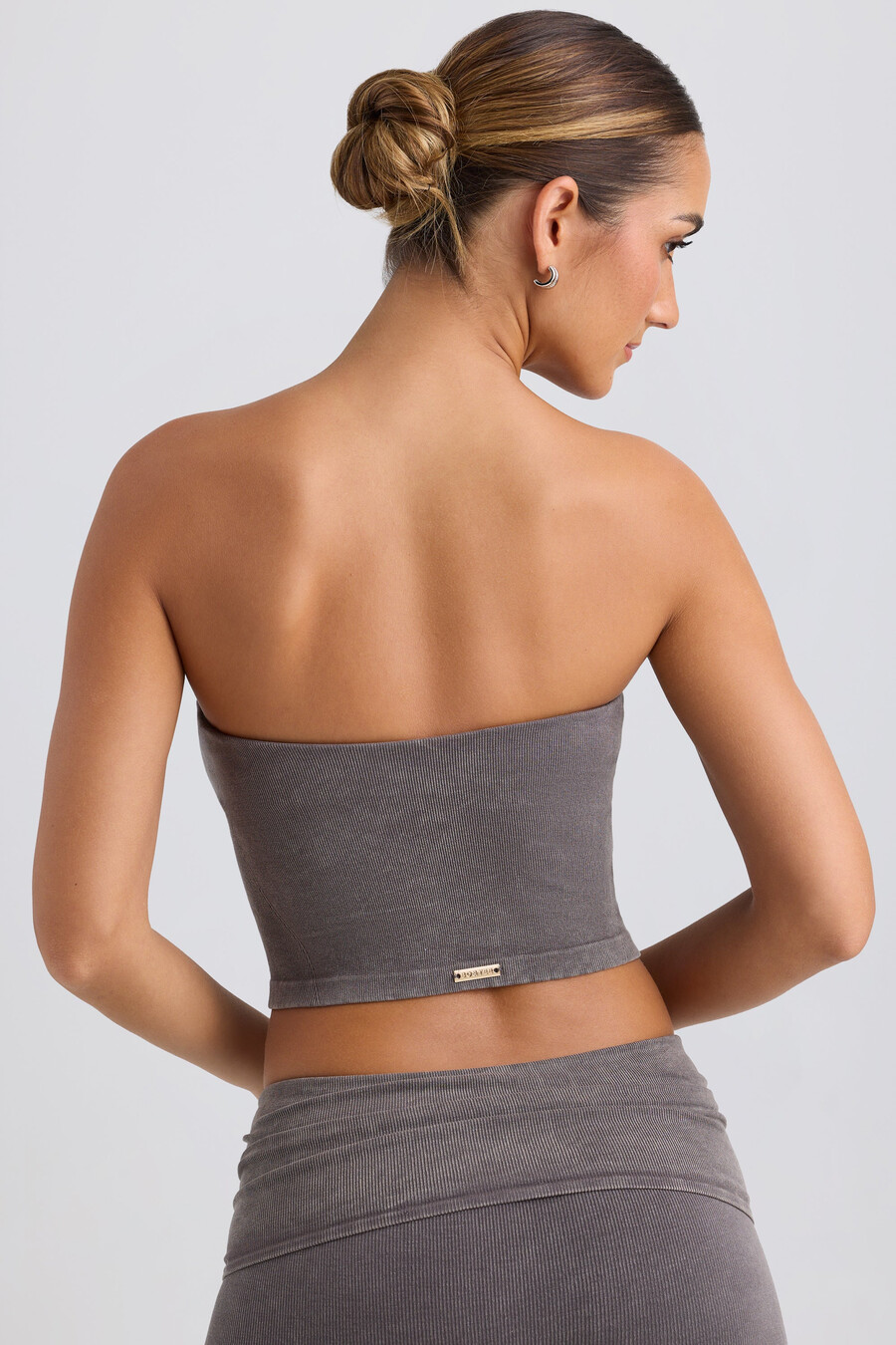 bandeau-tyylinen crop-toppi väri pesty hiilenharmaa