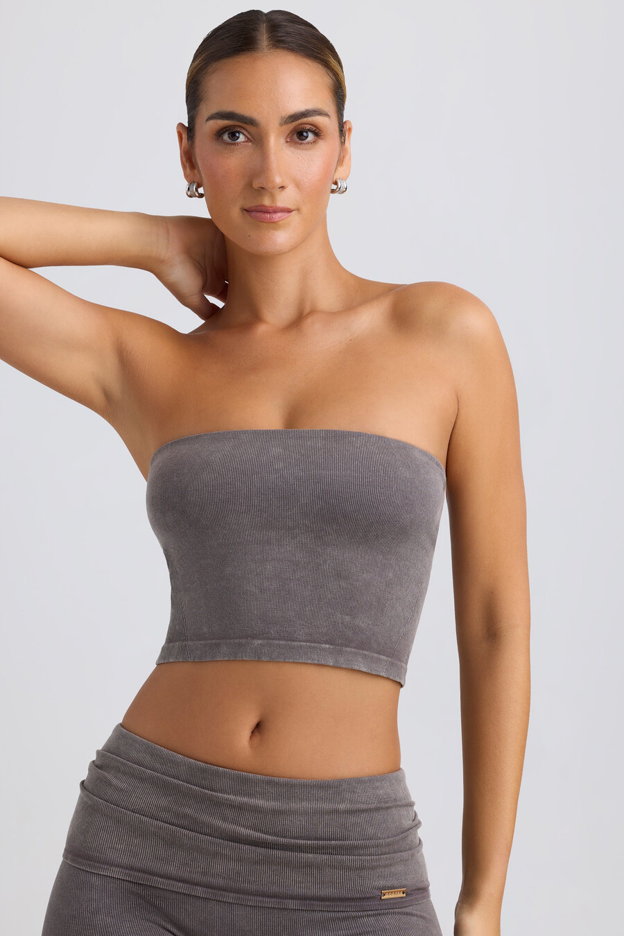 bandeau-tyylinen crop-toppi väri pesty hiilenharmaa