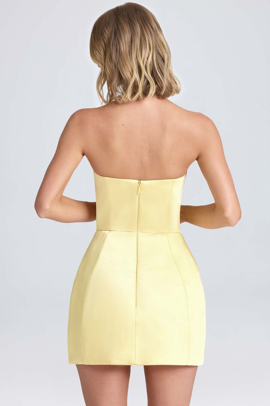 bandeau-kuvioinen tulppaani-minimekko sitruunansherbetissä